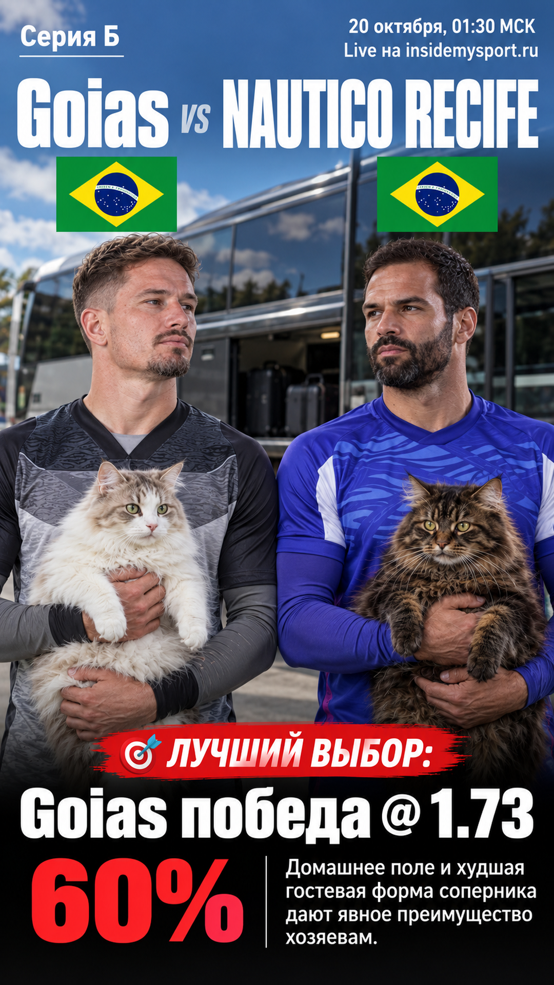 Прогноз Гояс - Наутико Ресифи на матч 20 октября 2026