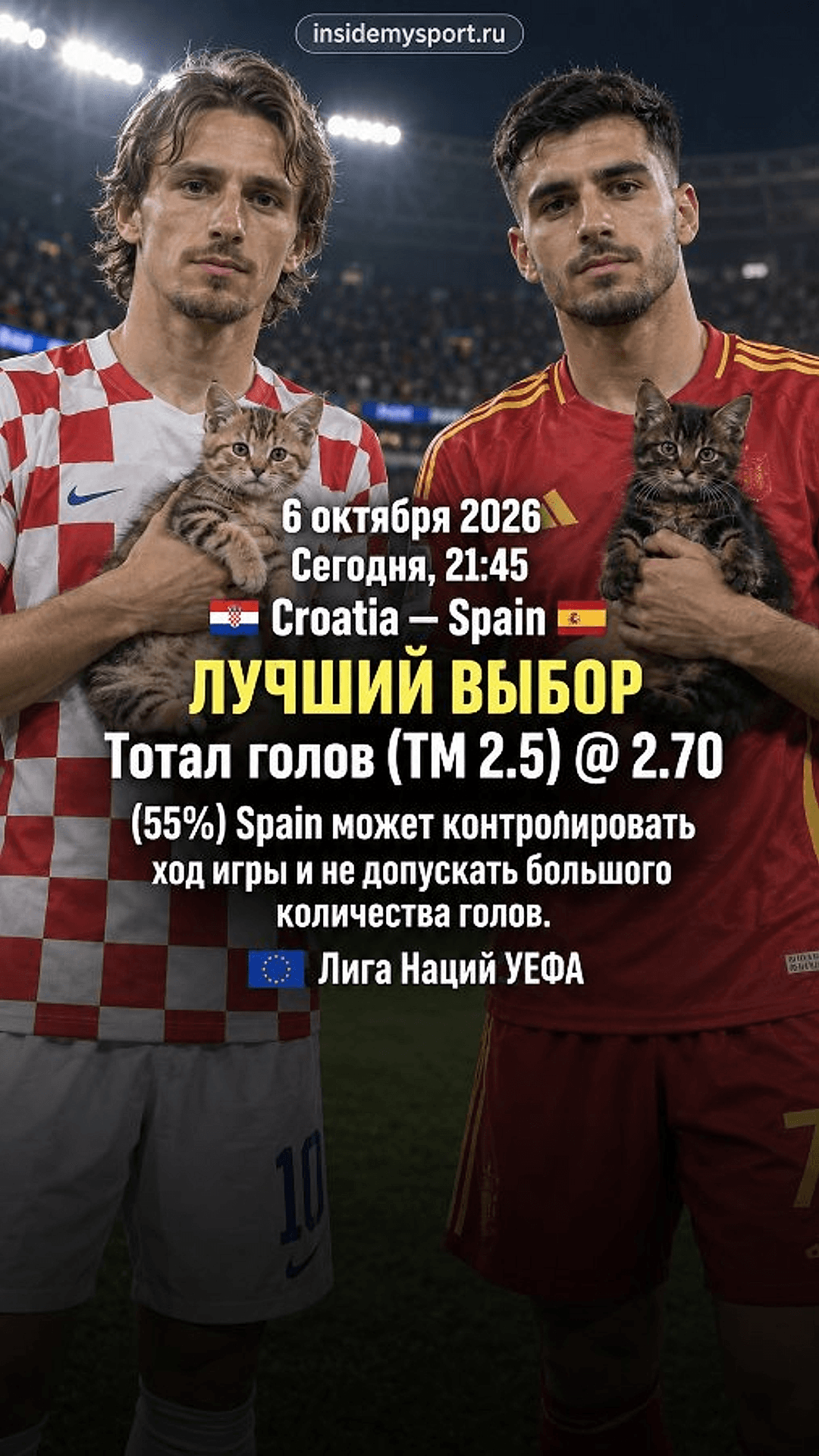 Прогноз Хорватия - Испания на матч 6 октября 2026
