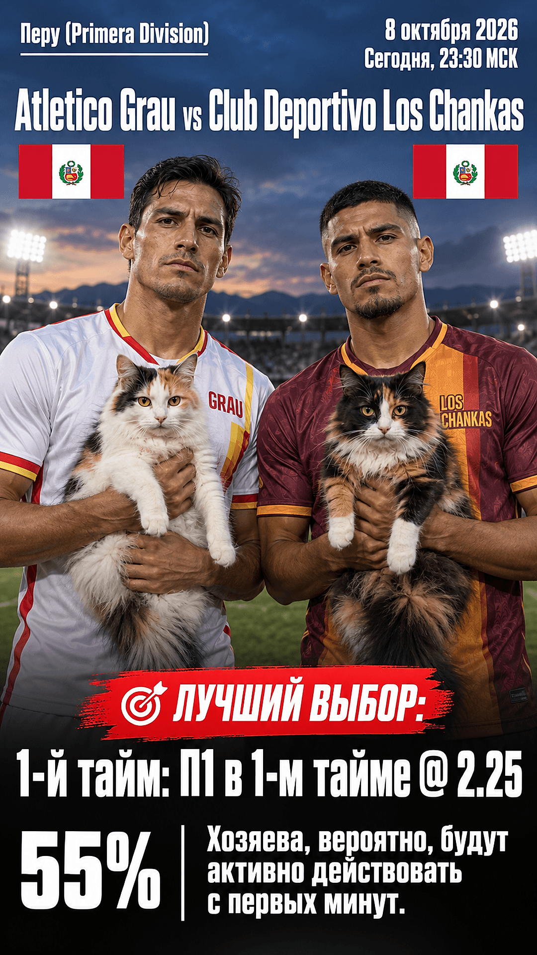 Прогноз Атлетико Грау - Клуб Депортиво Лос Чанкас на матч 8 октября 2026