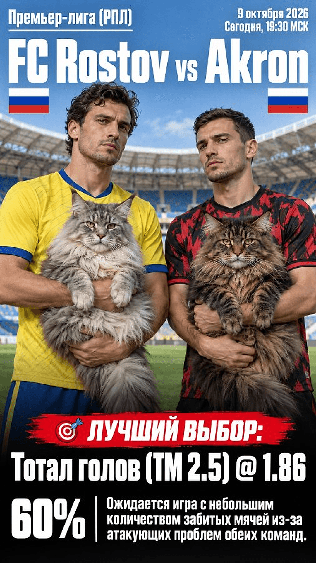 Прогноз ФК Ростов - Акрон на матч 9 октября 2026
