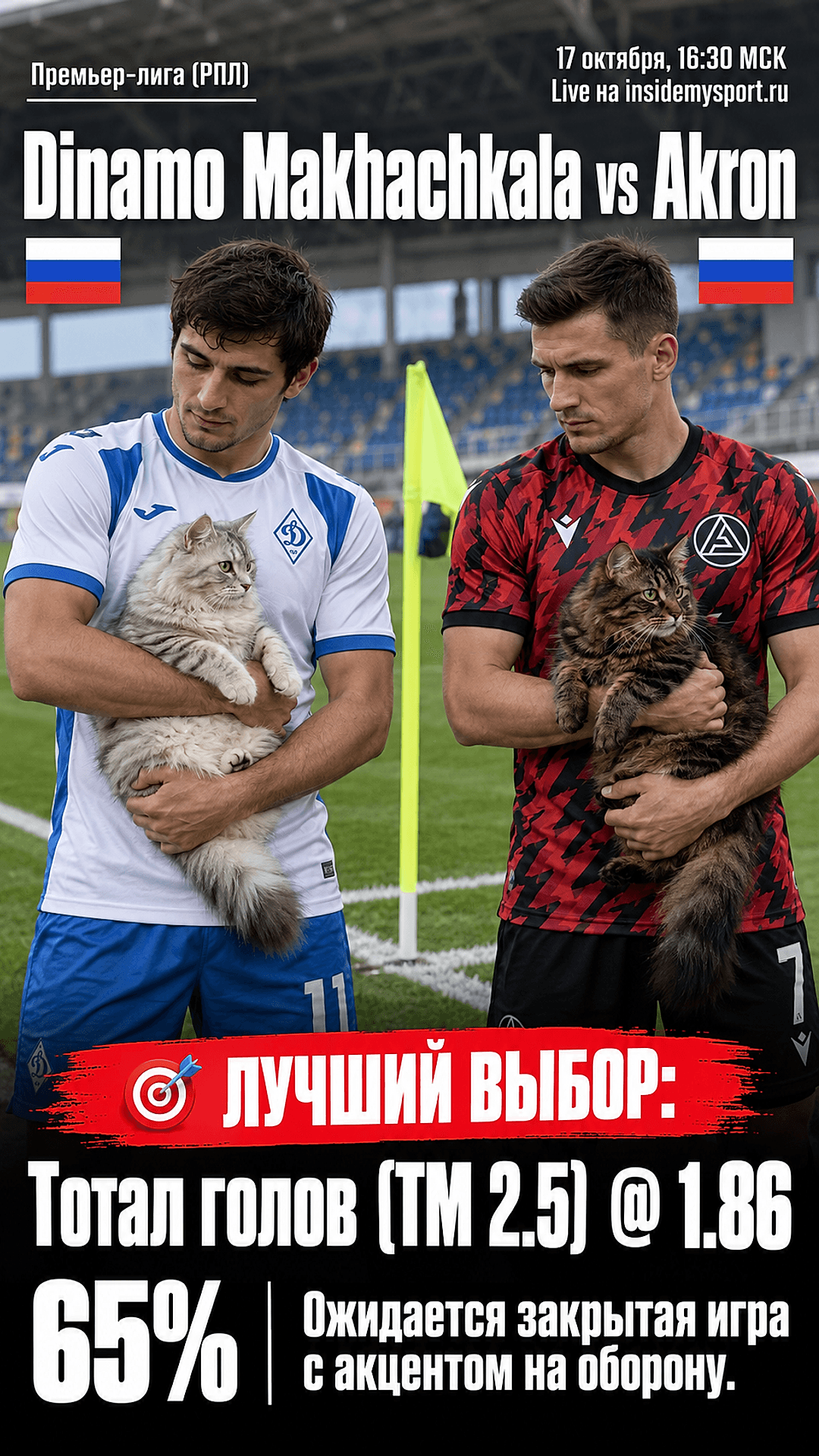 Прогноз Динамо Махачкала - Акрон на матч 17 октября 2026