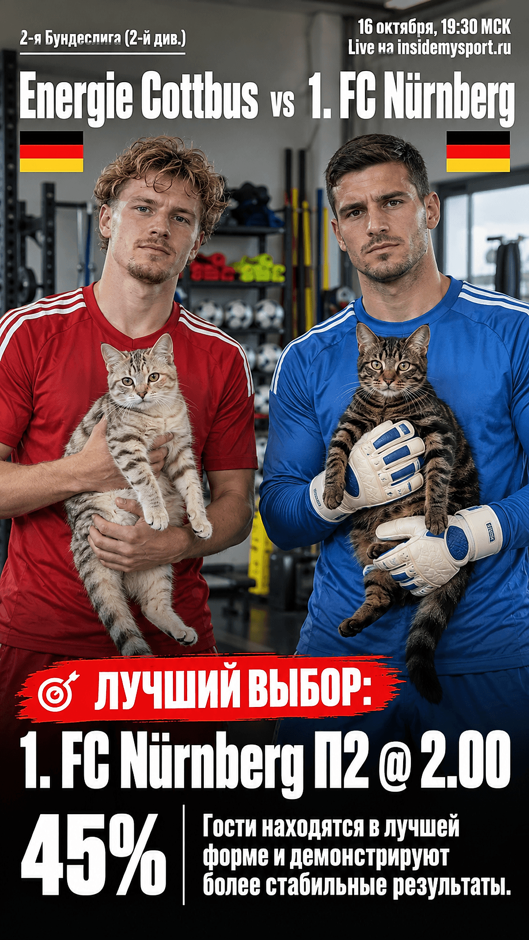 Прогноз Энерги Котбус - 1. ФК Нюрнберг на матч 16 октября 2026