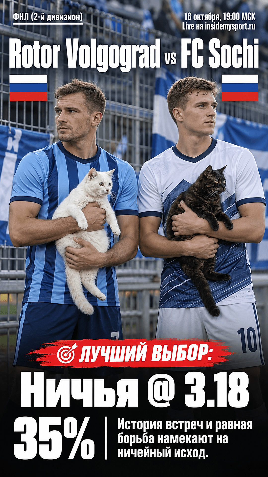 Прогноз Ротор Волгоград - ФК Сочи на матч 16 октября 2026