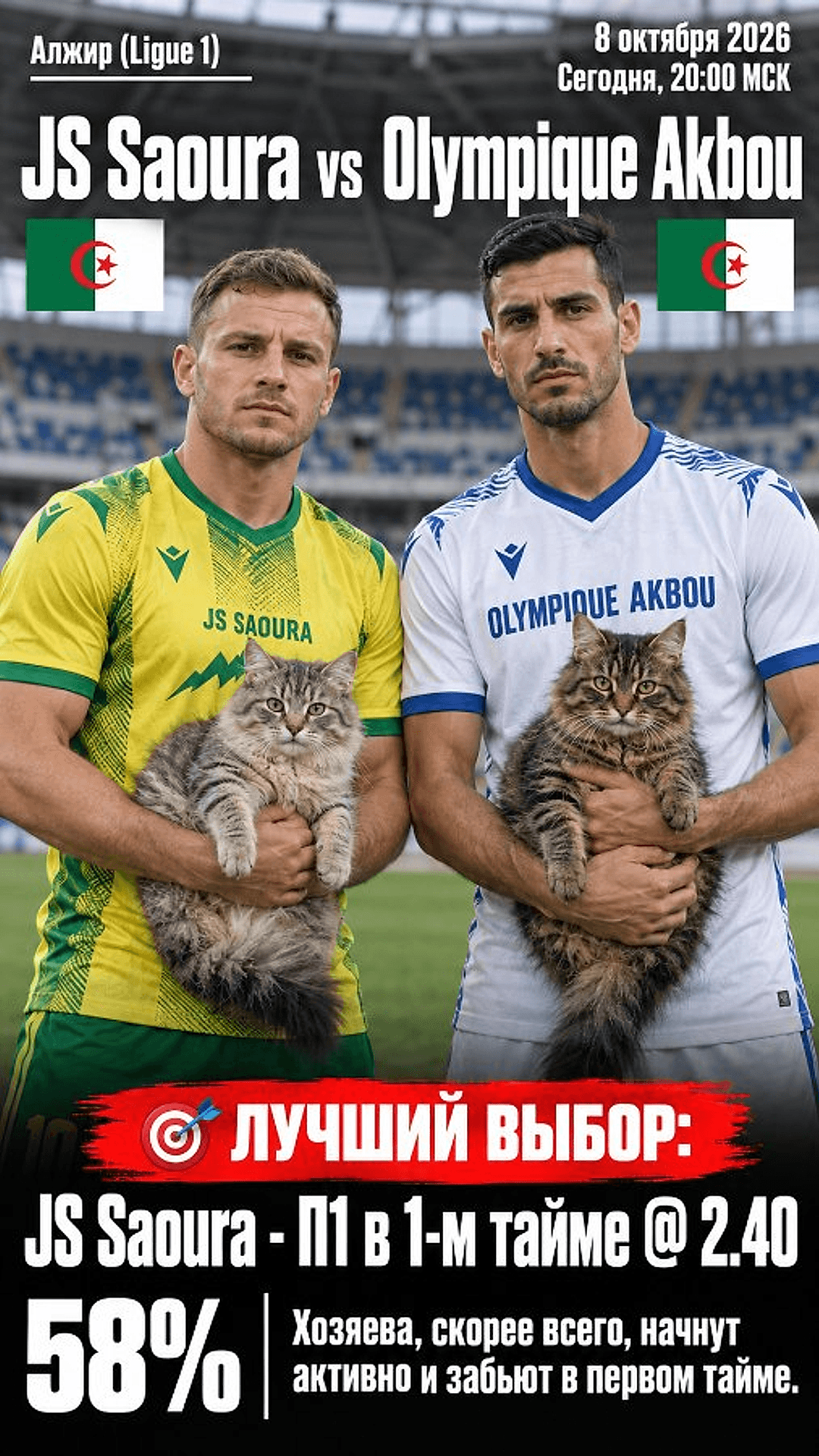 Прогноз ЖС Саура - Олимпик Акбу на матч 8 октября 2026