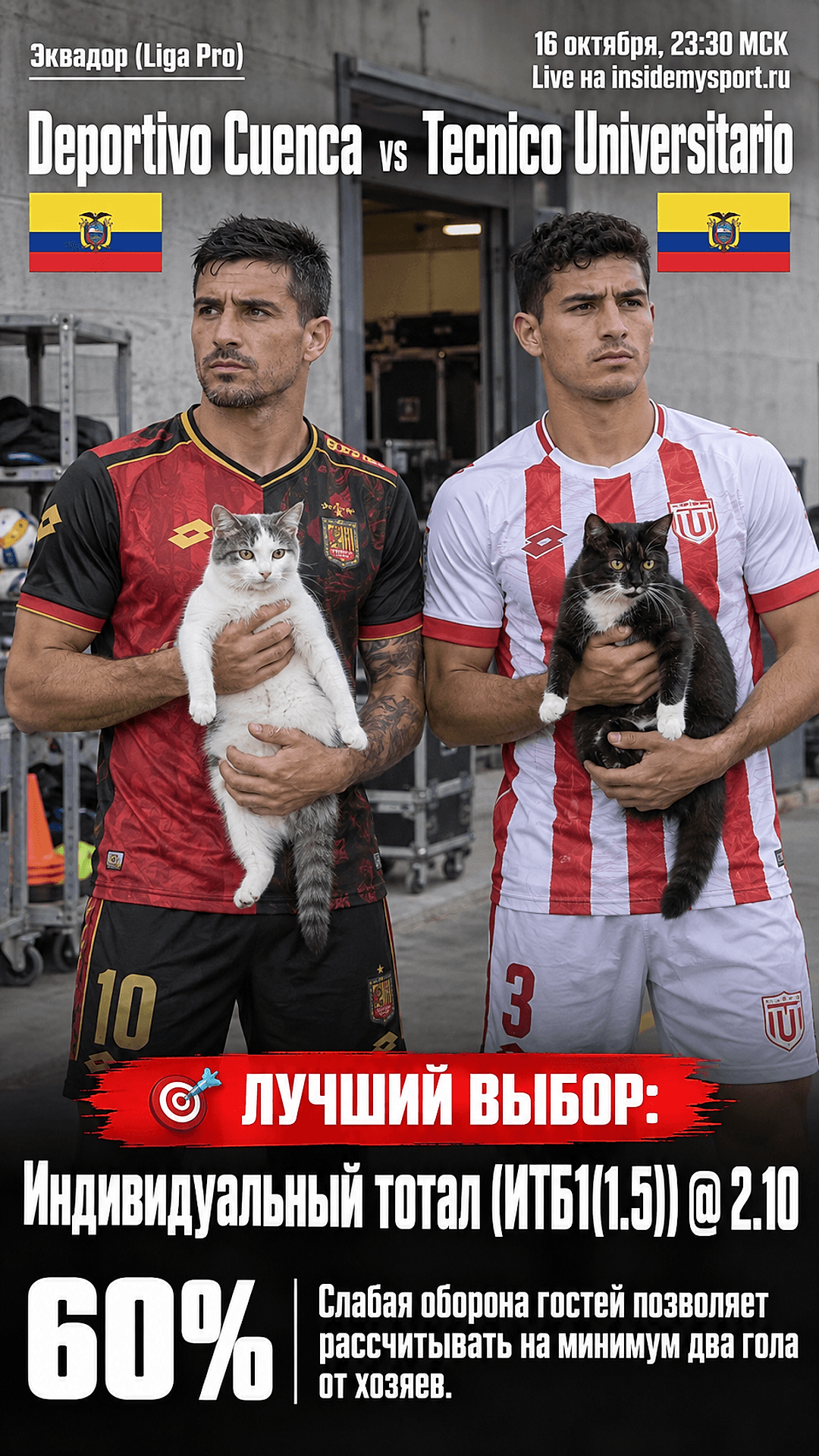 Прогноз Депортиво Куэнка - Технико Университарио на матч 16 октября 2026