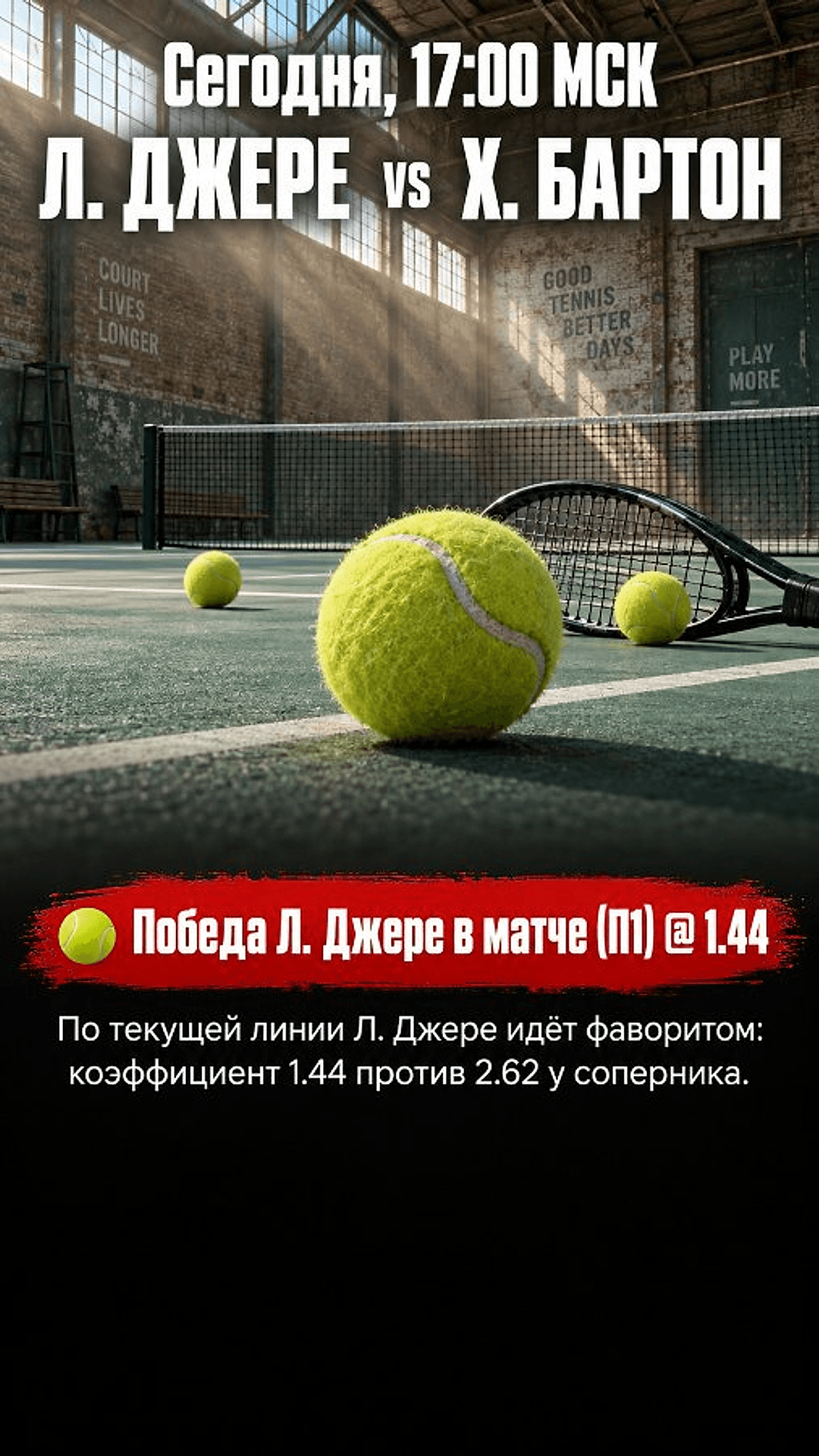 Прогноз Л. Джере - Х. Бартон на теннисный матч 9 октября 2026