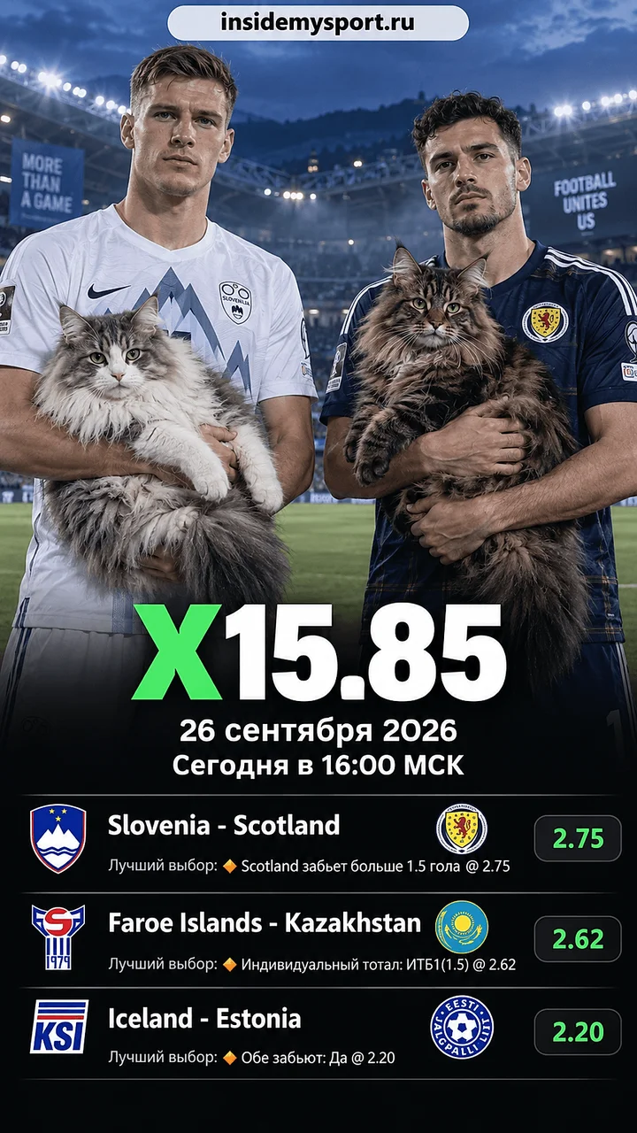 Экспресс Топ на 26 сентября 2026 кэф 15.85: Словения — Шотландия